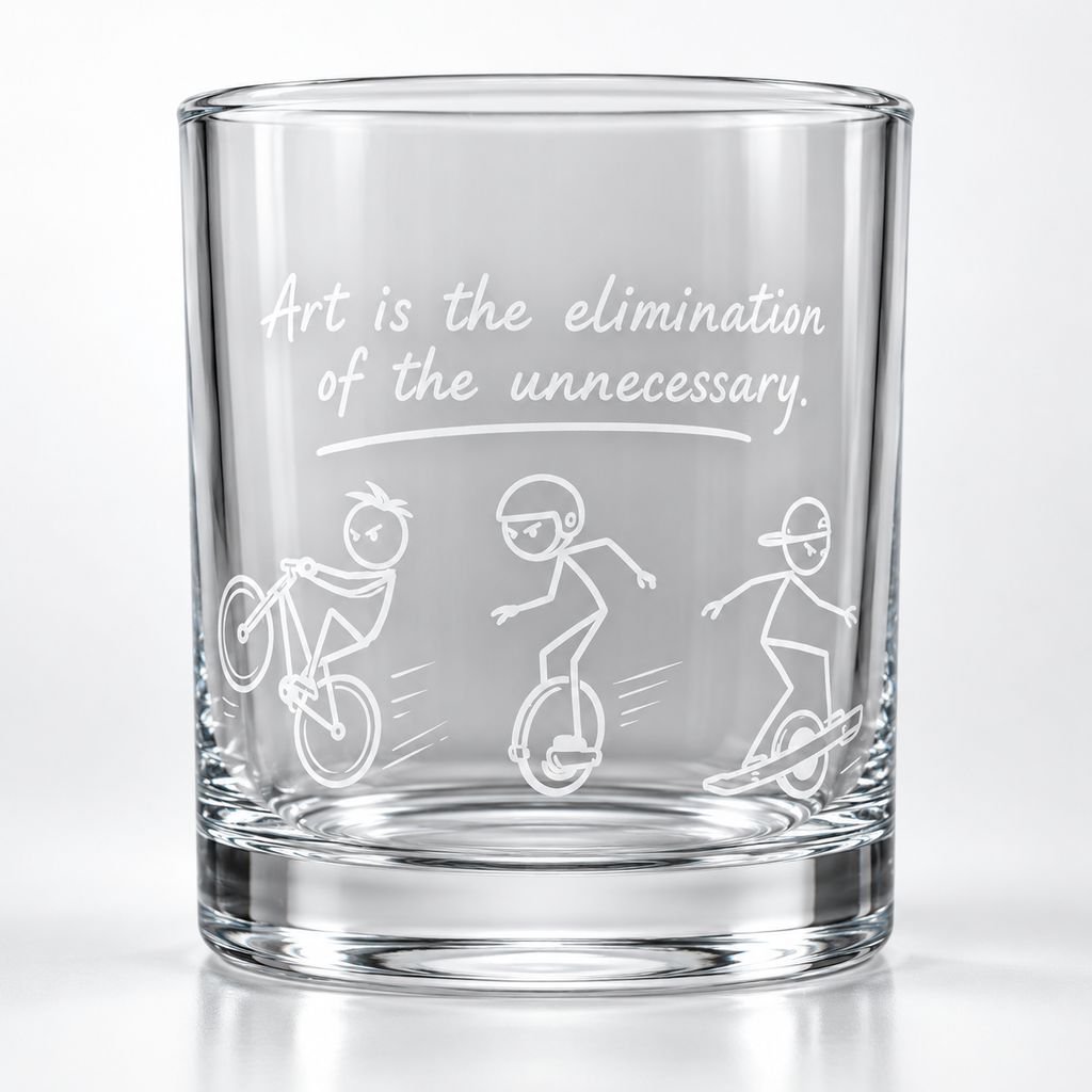 Art of the Ride – Engraved Whiskey Glass for EUC, Onewheel & Bicycle Riders
