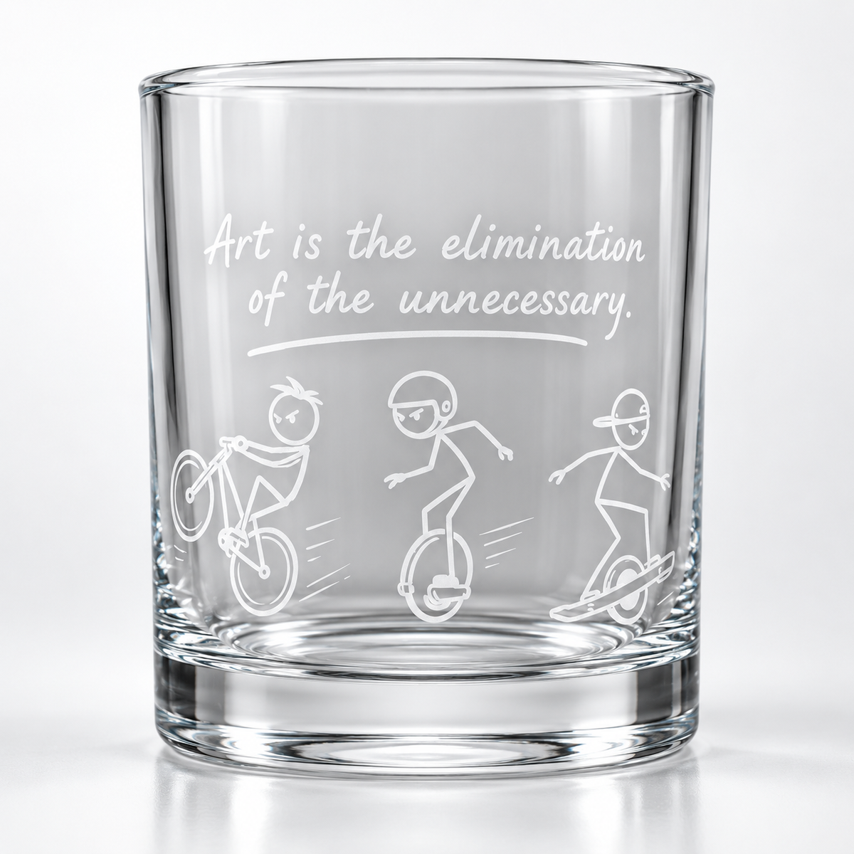 Art of the Ride – Engraved Whiskey Glass for EUC, Onewheel & Bicycle Riders