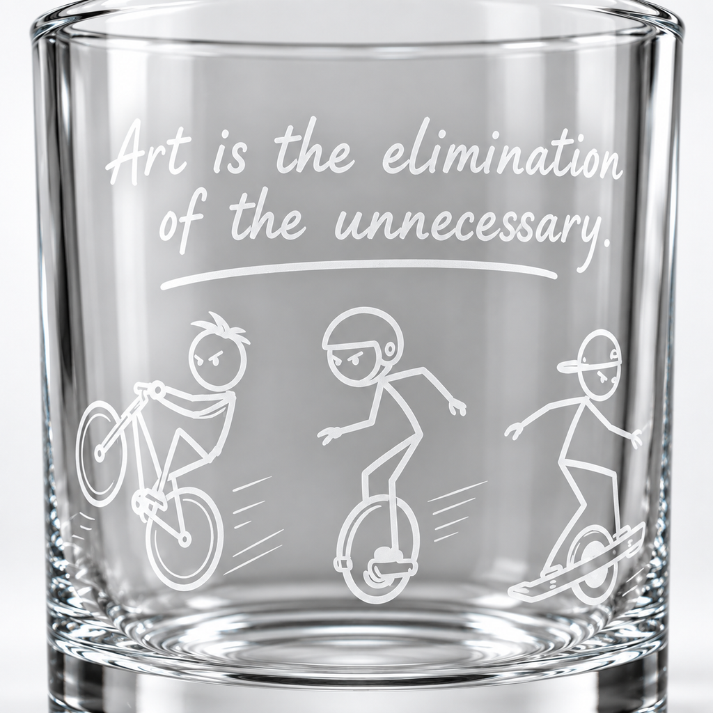 Art of the Ride – Engraved Whiskey Glass for EUC, Onewheel & Bicycle Riders