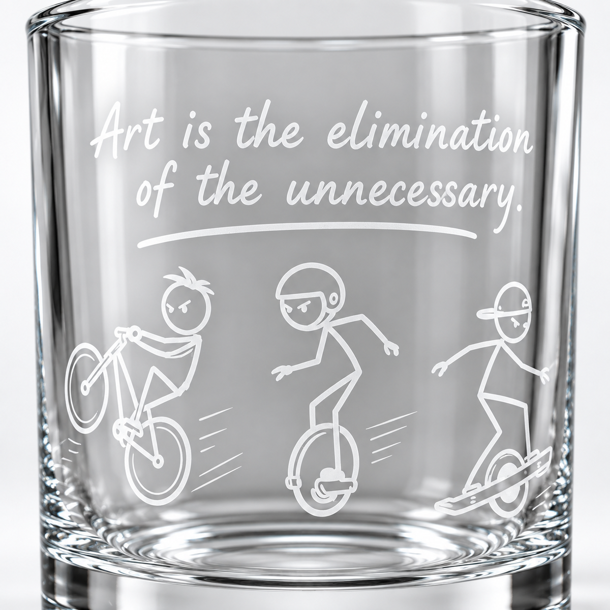 Art of the Ride – Engraved Whiskey Glass for EUC, Onewheel & Bicycle Riders